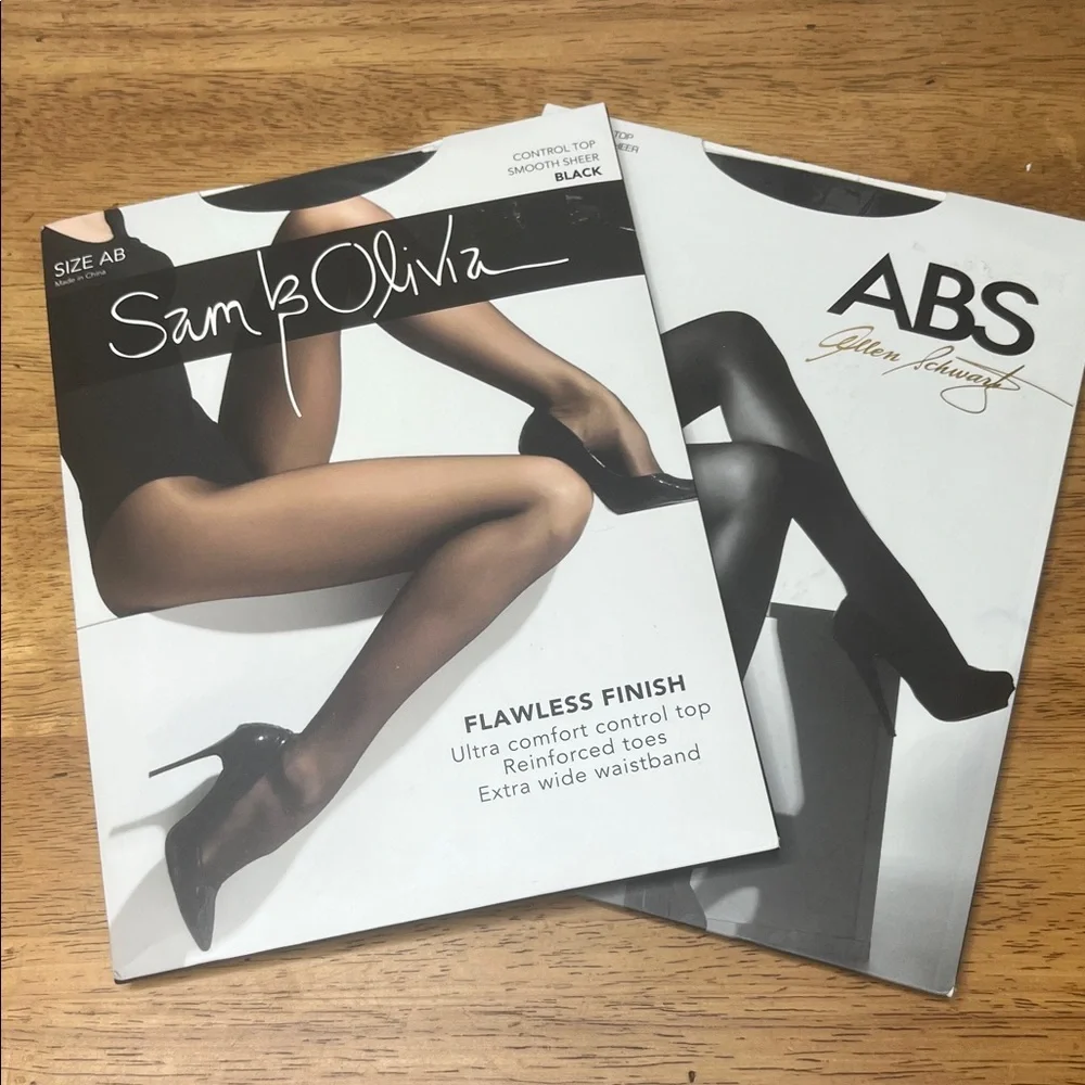 Black Pantyhose New Control Top Sam & Olivia and Allen Schwartz Size AB